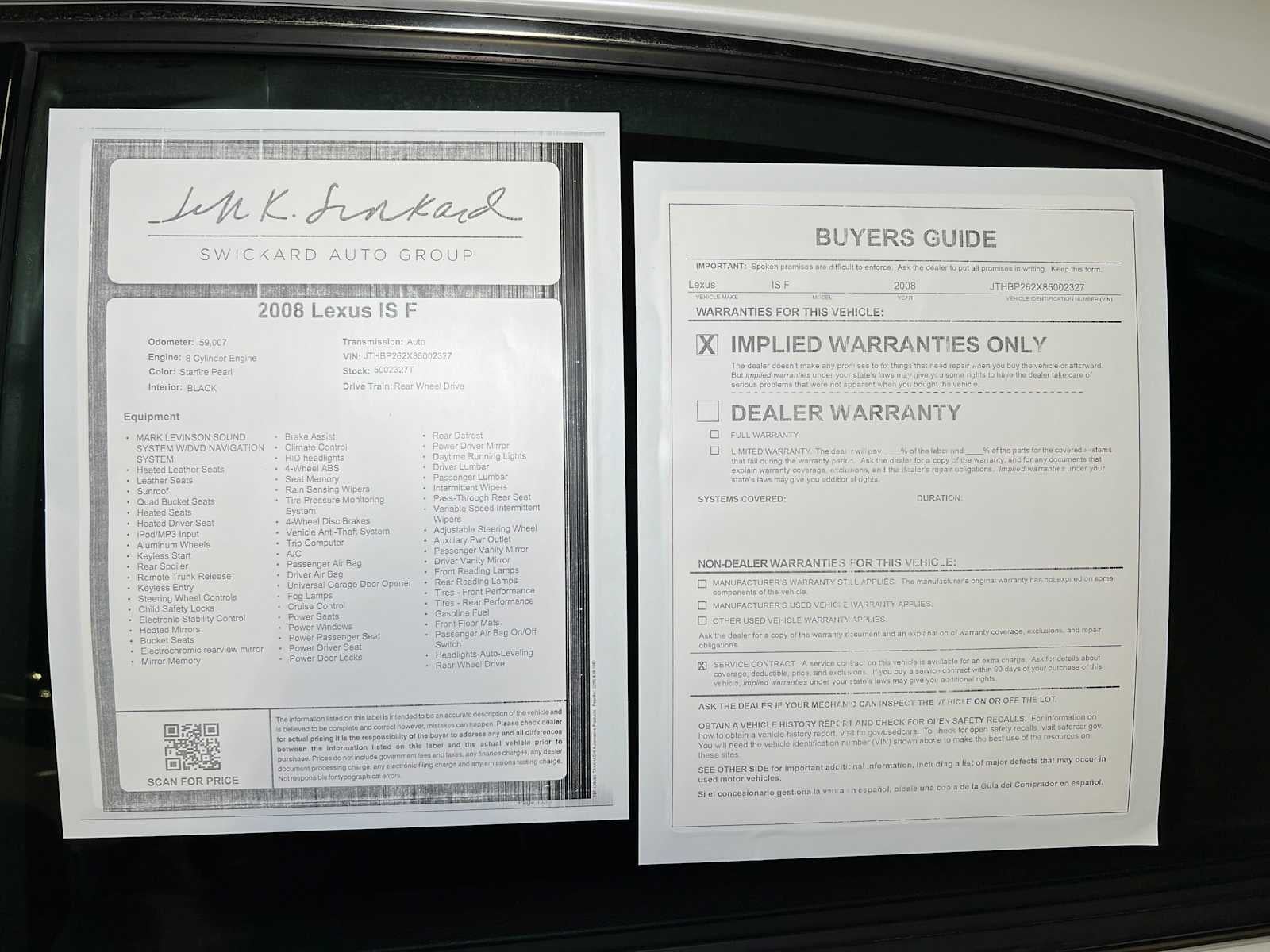 2008 Lexus IS F 4dr Sdn