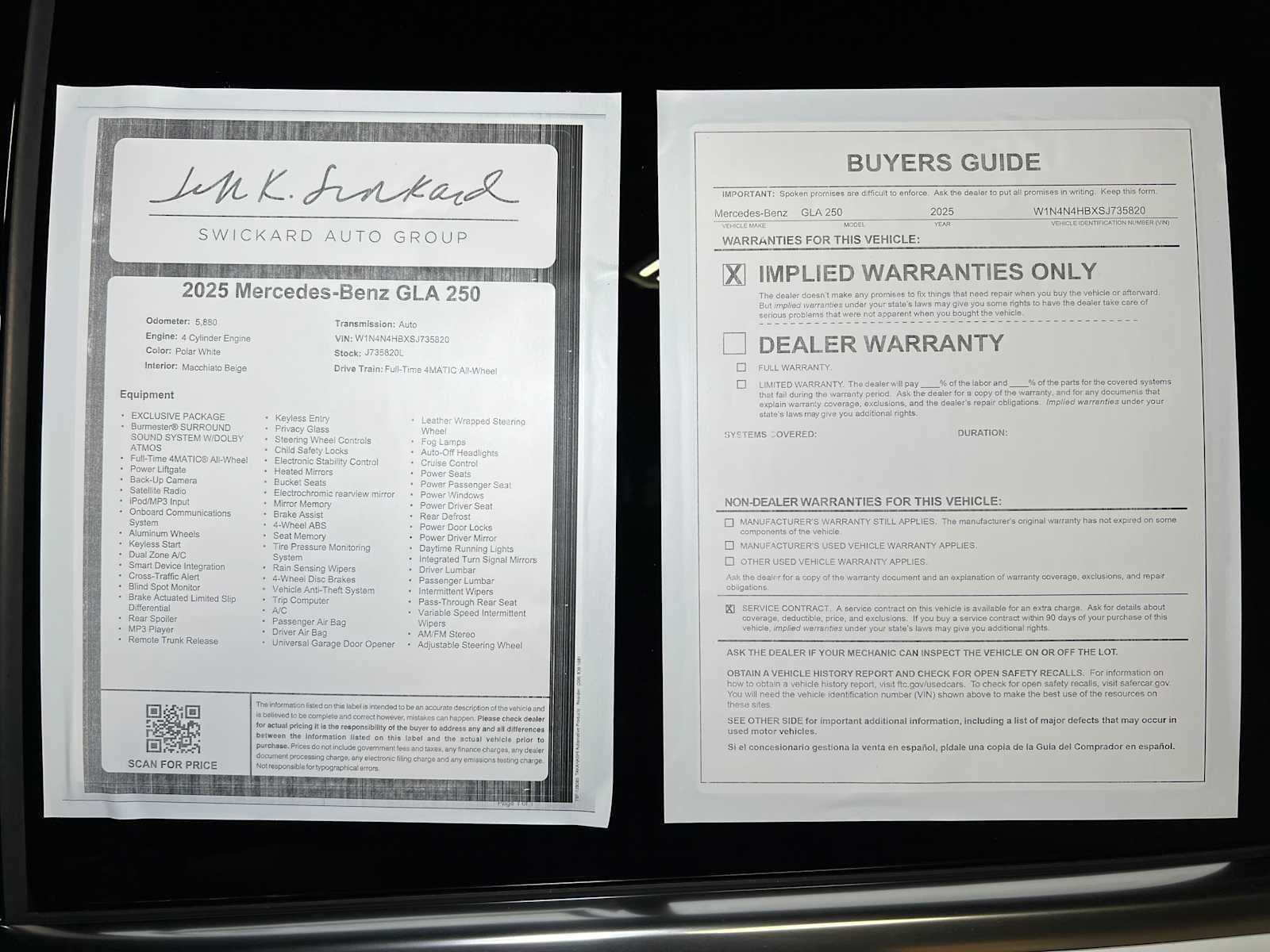 2025 Mercedes-Benz GLA GLA 250