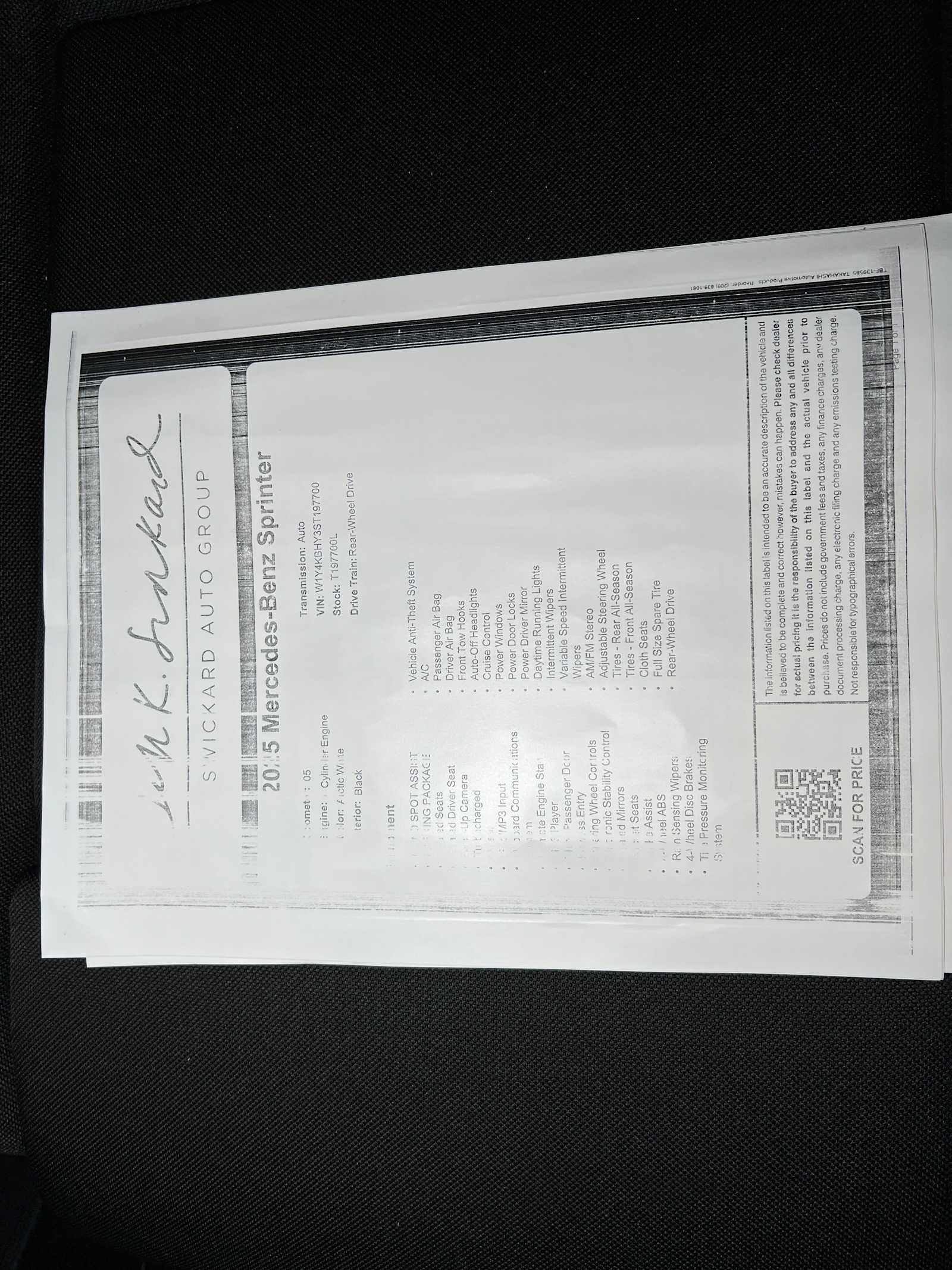 2025 Mercedes-Benz Sprinter 2500 Standard Roof I4 Diesel 144" RWD