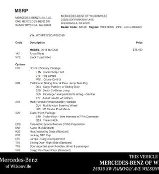 2018 Mercedes-Benz Sprinter 2500 Standard Roof V6 144" RWD