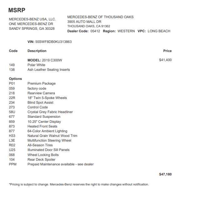 2019 Mercedes-Benz C 300 C 300