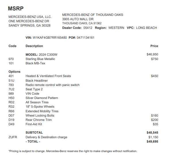 2024 Mercedes-Benz C-Class C 300