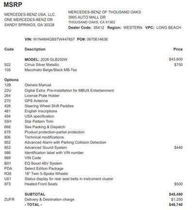 2026 Mercedes-Benz GLB 250 SUV