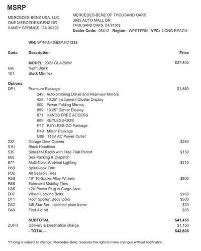 2023 Mercedes-Benz GLA 250 GLA 250