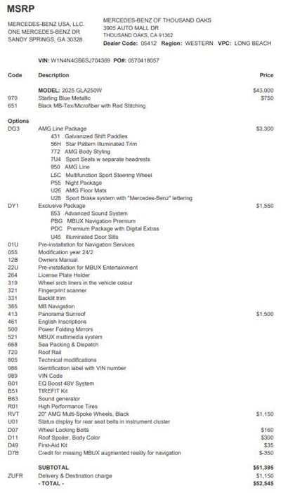 2025 Mercedes-Benz GLA GLA 250