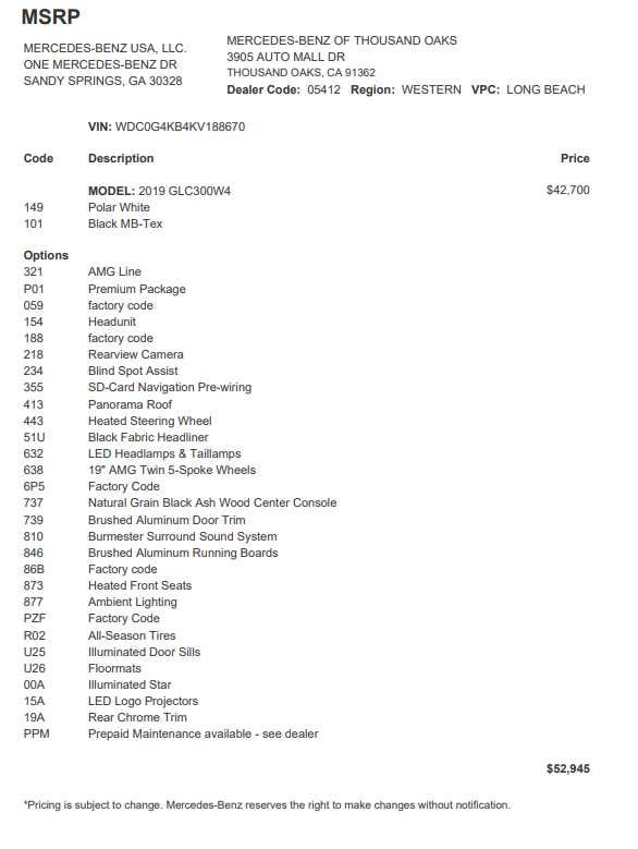 2019 Mercedes-Benz GLC 300 GLC 300