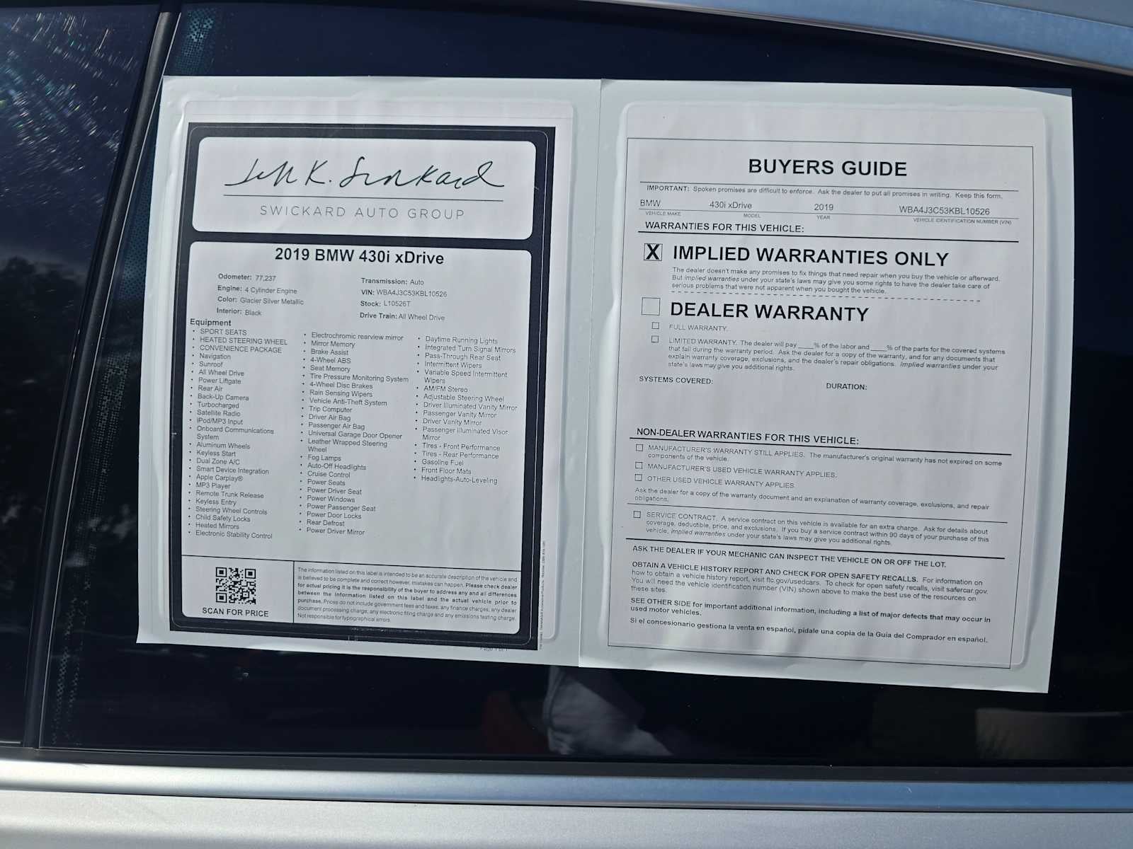 2019 BMW 430i xDrive 430i xDrive