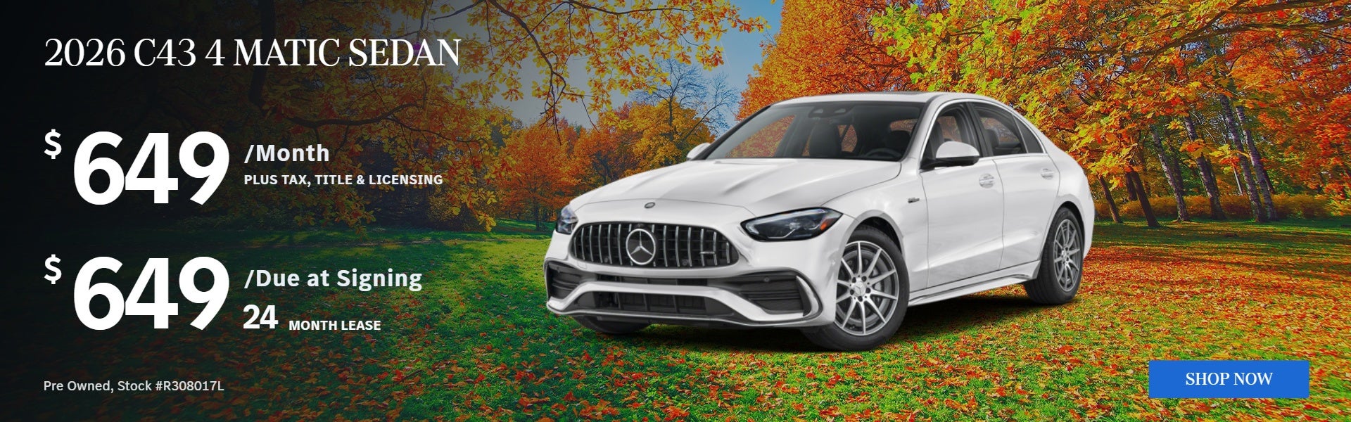 2026 C43 4 MATIC SEDAN: $649/mo