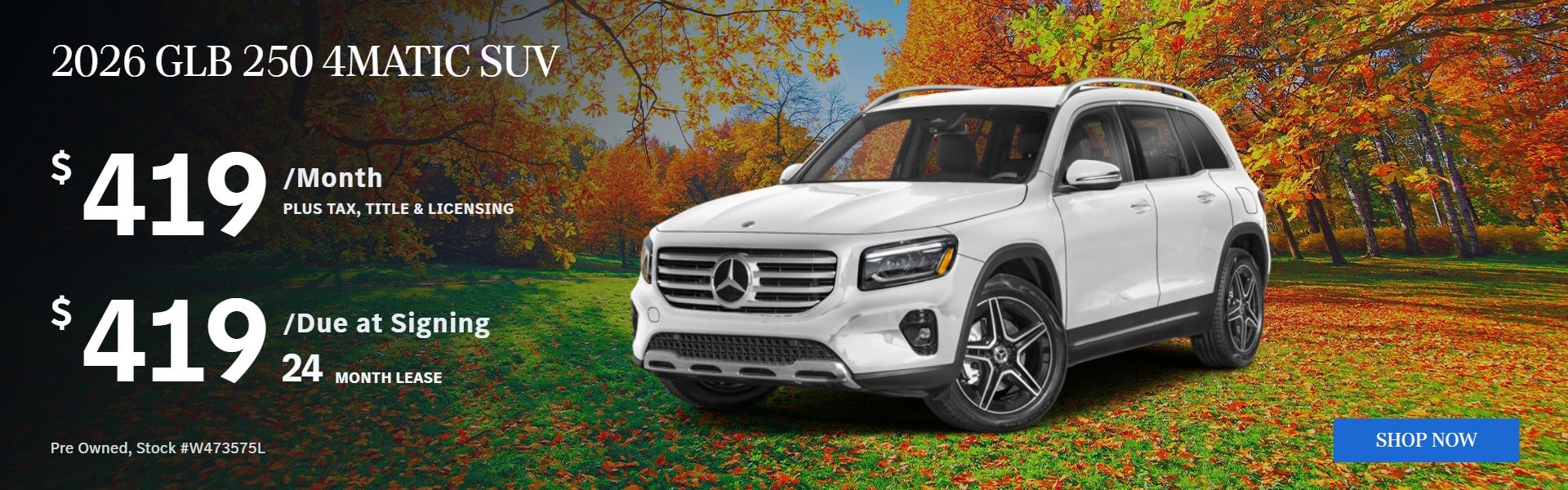 2026 GLB 250 4MATIC SUV: $419/mo